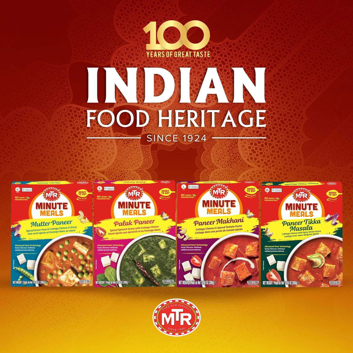 MTR Ready-To-Eat: Exotic Paneer Mix - Assorted Pack of 4 (Mutter Paneer, Palak Paneer, Paneer Makhani, Paneer Tikka Masala) - Authentic Indian Food with No Added Preservatives - Suitable for Vegetarians