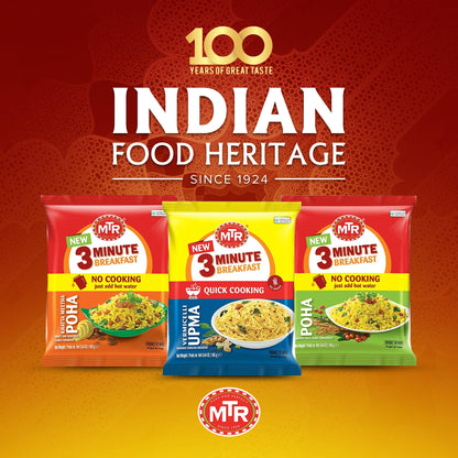 MTR 3minute Seviyan Vermicelli Upma - Ready-to-Cook Mix - Authentic Indian Food in Just 3 Minutes - 100% Vegetarian - No Added Preservatives - Just Add Hot Water - Quick & Easy (Seviyan Vermicelli Upma - 160g, Pack of 6)