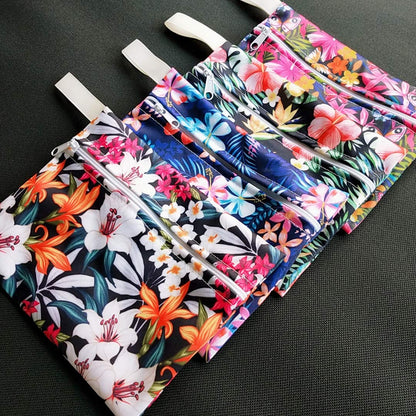 Pack 4pcs Waterproof Mini Wet Bags for Menstrual Pads, Maternity Mama Panty Liners,Sanitary Pads, Sanitary Napkin,Wipes, can be Used as Makeup Bags/Purse