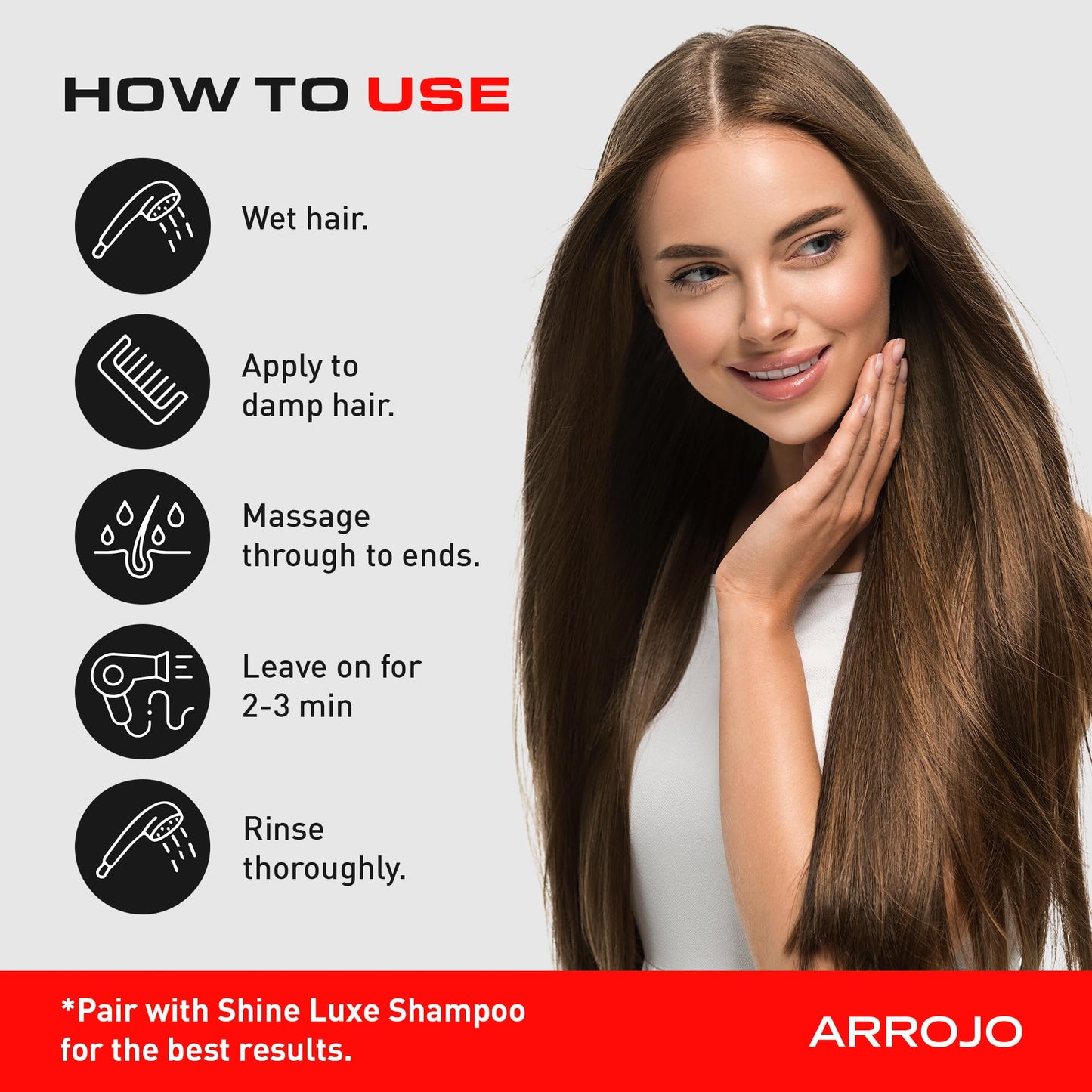 ARROJO Shine Luxe Hair Conditioner – Paraben & Sulfate Free Conditioner for Hair Shine – Moisturizing Conditioner to Add Luster & Vitality - Keratin Conditioner for Men & Women