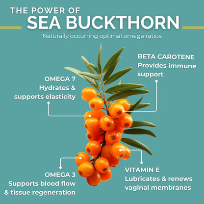 SeabuckWonders Organic Fem-Omega7 Vaginal Moisture Support Softgels, 60 Count, 30 Day Supply, Sea Buckthorn Oil Vaginal Moisturizer, Supports Female Dryness, Feminine Care
