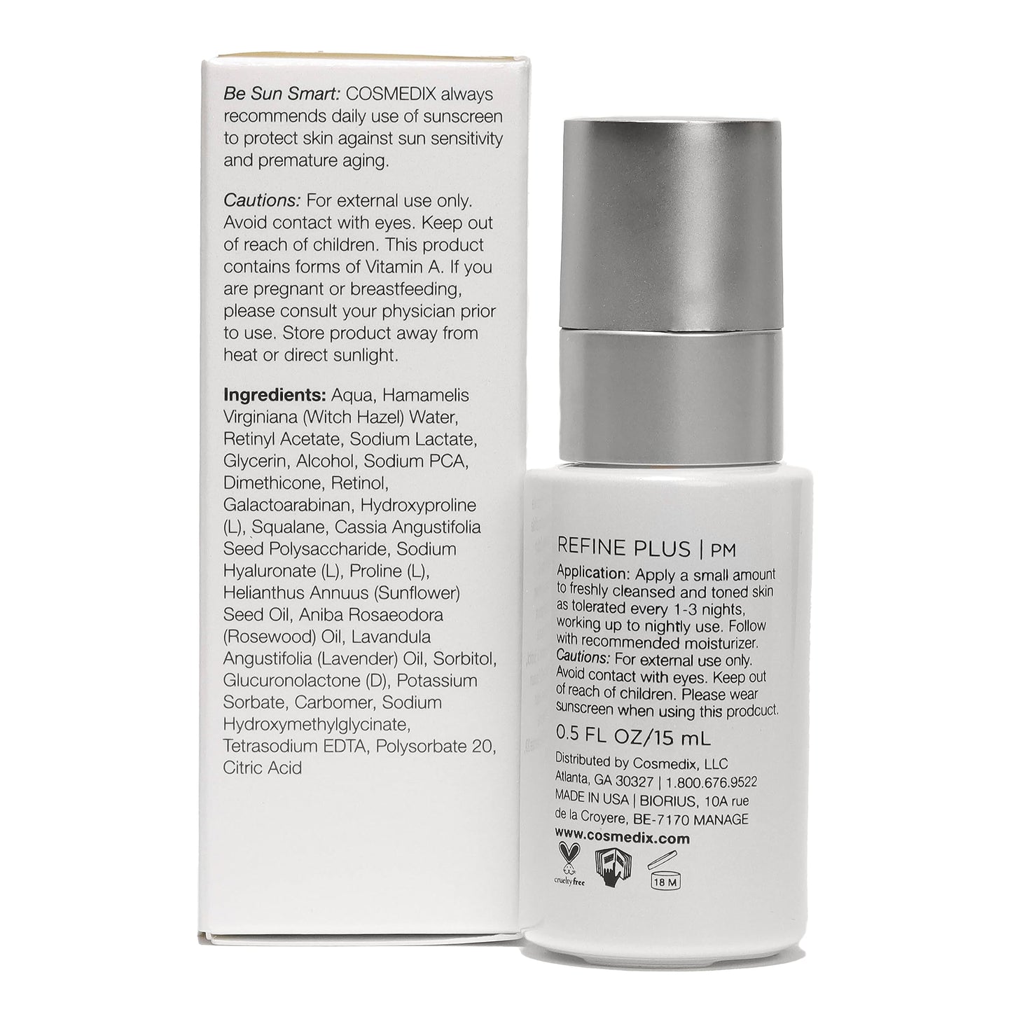 COSMEDIX Refine Plus, High Potency Anti-Aging Treatment for Face - PM Night Facial Peel for Acne Scars, Dark Spots, Fine Lines & Hyper-Pigmentation with Retinol Complex & Hydrating Ingredients
