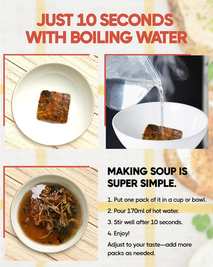 COELO Korean Freeze Dried Instant Soup Multi-Pack (Seaweed Soup 10g × 5ea) + (Korean spicy soup 10g × 5ea) | Easy Cooking Individual Packing Single Serve | Camping Trip Office Party 한국전통 미역국, 시래기해장국