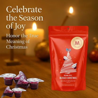 Christmas Edition Communion Cups | The Miracle Meal – 20 Pre-Filled Cups with Juice & Wafer | Celebrate Faith & Joy