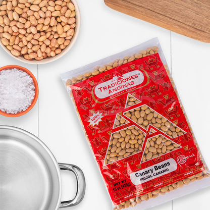 Tradiciones Andinas Canary Beans 15 oz - Frijol Canario, Peruvian Product, Productos de Peru, Dried