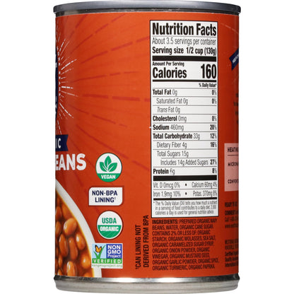 WESTBRAE 16 oz Natural Organic Baked Beans, Source of Plant Based Protein and Fiber, Low Fat, Gluten Free, (Pack of 12)