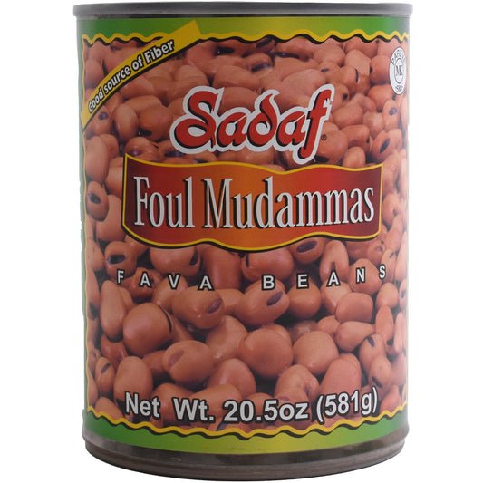 Sadaf Foul Mudammas - Canned Fava Beans for Cooking and Food Enhancing - Middle Eastern Cuisine - Kosher & Nutritious - 20.5 Oz Can