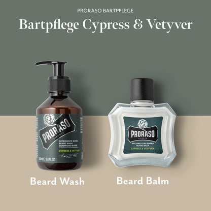 Proraso Cypress and Vetyver Beard Care Duo Kit - Beard Wash and Balm with Fresh, Citrus Earthy for New or Short Beards - Premium Italian Gift Set for Men