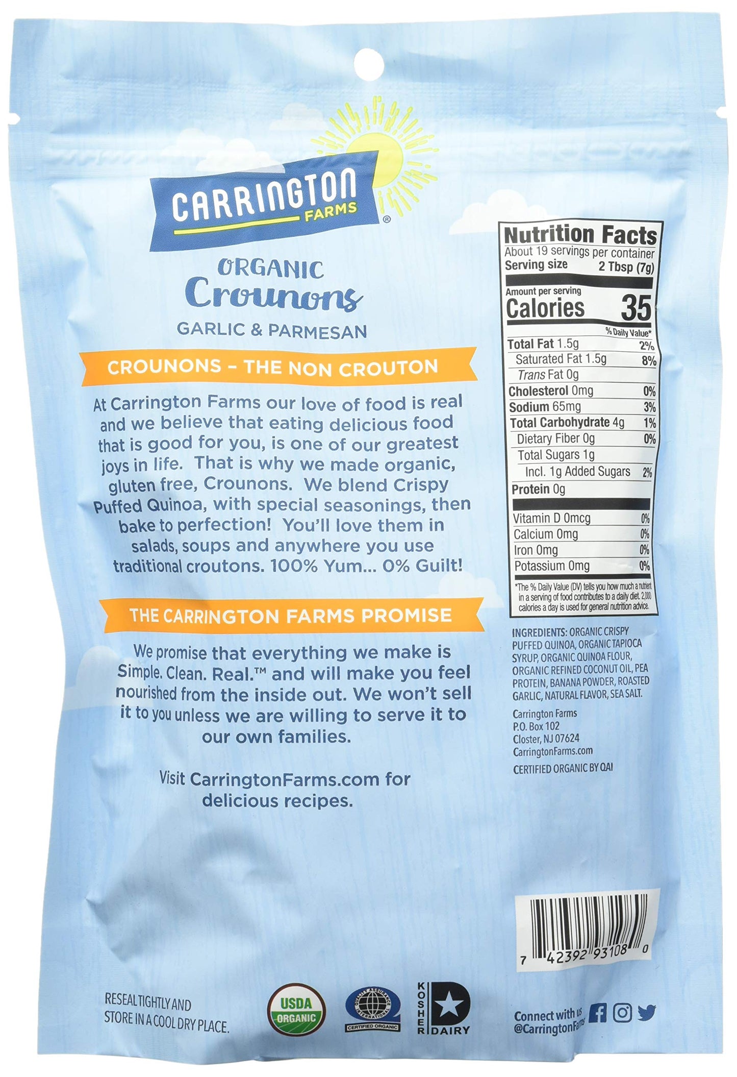 Carrington Farms Crounons Garlic & Parmesan