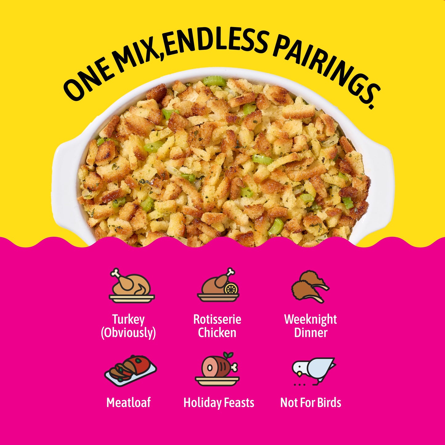 Kooshy Stuffing Mix | Sourdough Stuffing Mix | Vegan No Seed Oil Thanksgiving Dinner Side & Pantry Staple | Stove or Oven Prep (6 oz Bag | 3 Pack)