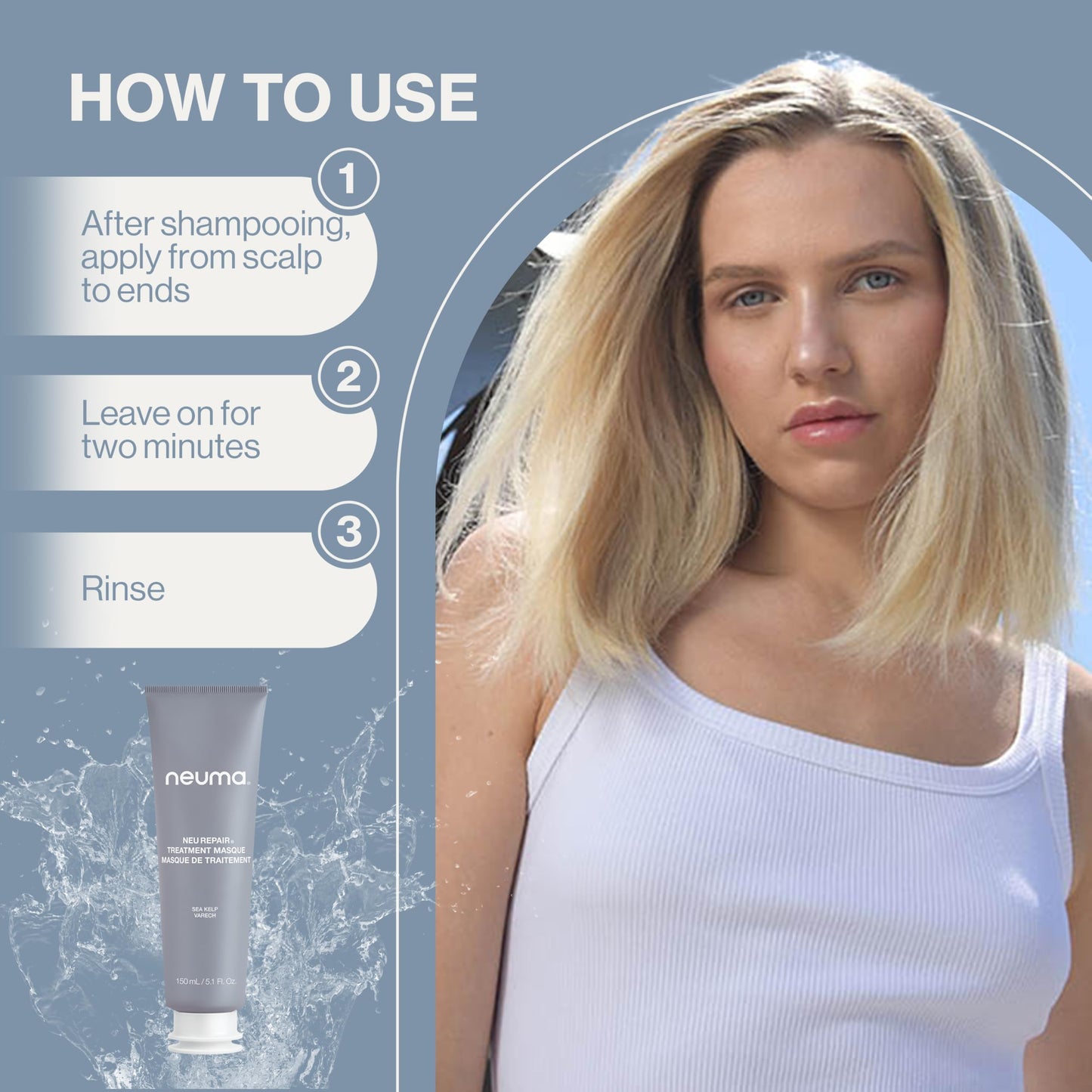 Neuma Neu Repair Treatment Masque, Hair Mask for Damaged Hair– Restores, Strengthens, Softens, Smooths, Nourishes, Revives, Protects, Lemon, Lavender & Fir Needle Scent