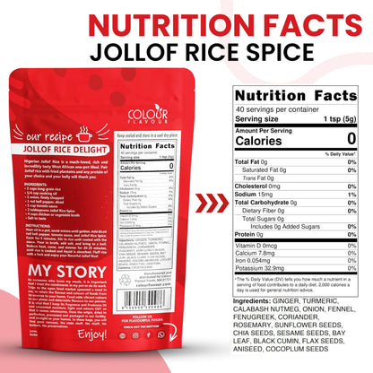 COLOUR FLAVOUR Jollof Rice Seasoning | Authentic Nigerian Spice Blend for Smoky Jollof | Organic African Cooking Spices with Herbs & Superfoods | Gluten Free | 7oz