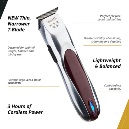 Wahl Professional 5 Star Align Trimmer, Narrow T-Blade, High-Speed Rotary Motor, Cordless 180-Minute Run Time