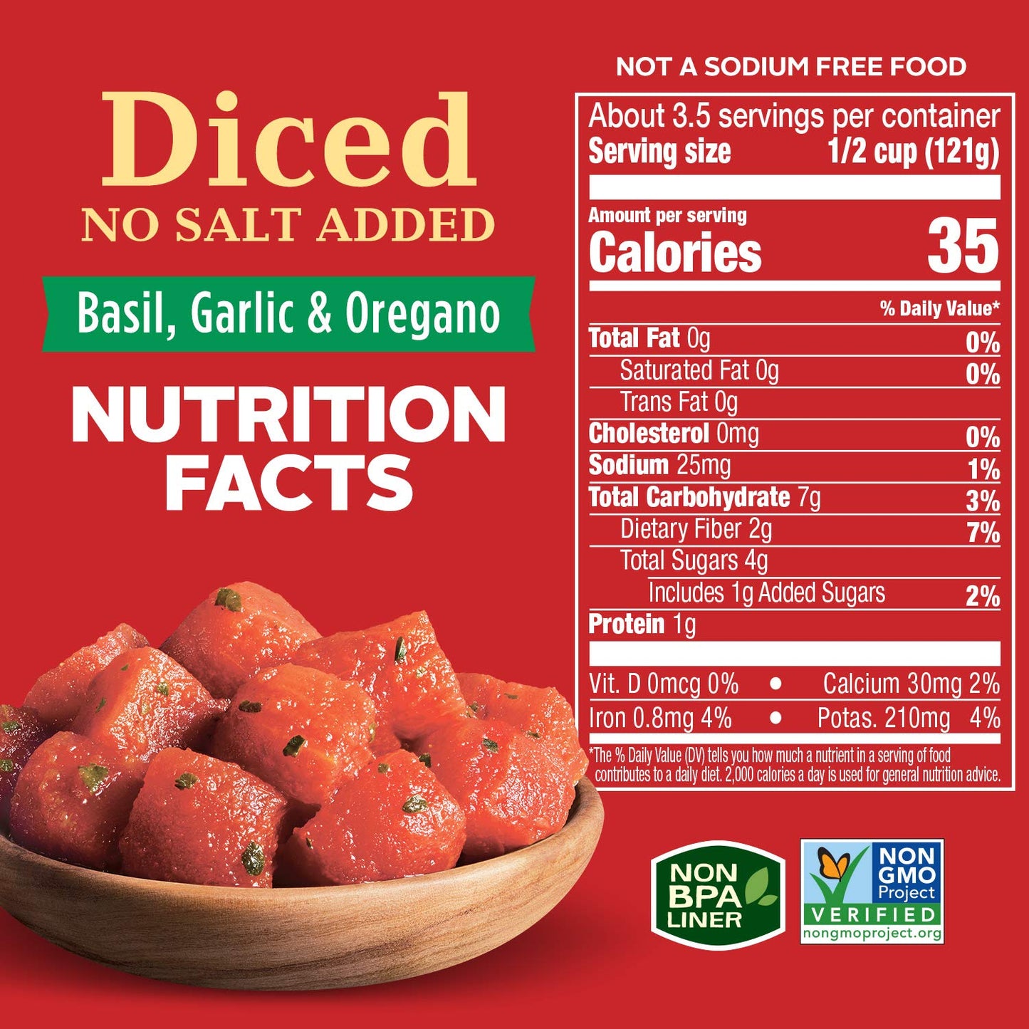 Hunt’s No Salt Added Diced Tomatoes with Basil, Garlic and Oregano, Perfect for Chili & Soups, 14.5 oz. Can (Pack of 12)
