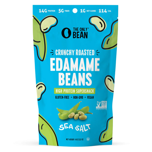 The Only Bean - Crunchy Roasted Edamame Bean Snack – Healthy, High Protein, Keto Friendly (1g Net Carbs), High Fiber, Low Carb, Gluten-Free, Vegan, Organic, Non-GMO, Kosher, Low Sugar - 4 oz (1 Pack)