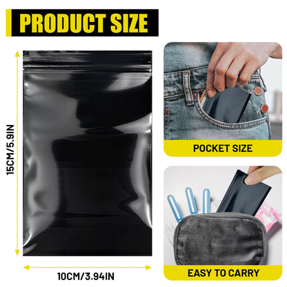 Sanitary Napkin Disposal Bags, Women Tampon Disposal Bags for Feminine Hygiene, Self-sealing, Black, 200 pc (4 x 6 inches)