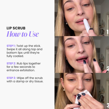 Wonderskin Lip Scrub - 3-in-1 Exfoliator & Moisturizer, Lip Exfoliator Scrub, Hydrating Balm for Soft, Nourished, Flake-Free Lips with One-Step Prep, 0.10oz