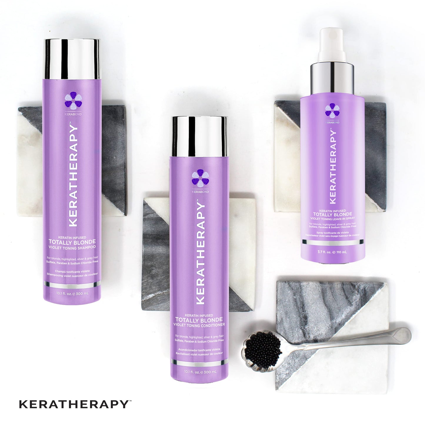 KERATHERAPY Keratin Infused Totally Blonde Violet Toning Shampoo, 33.8 fl. oz., 1000 ml - Violet Shampoo for Blonde Color Treated Hair, Brassy, Silver, & Highlighted - Sulfate & Paraben Free
