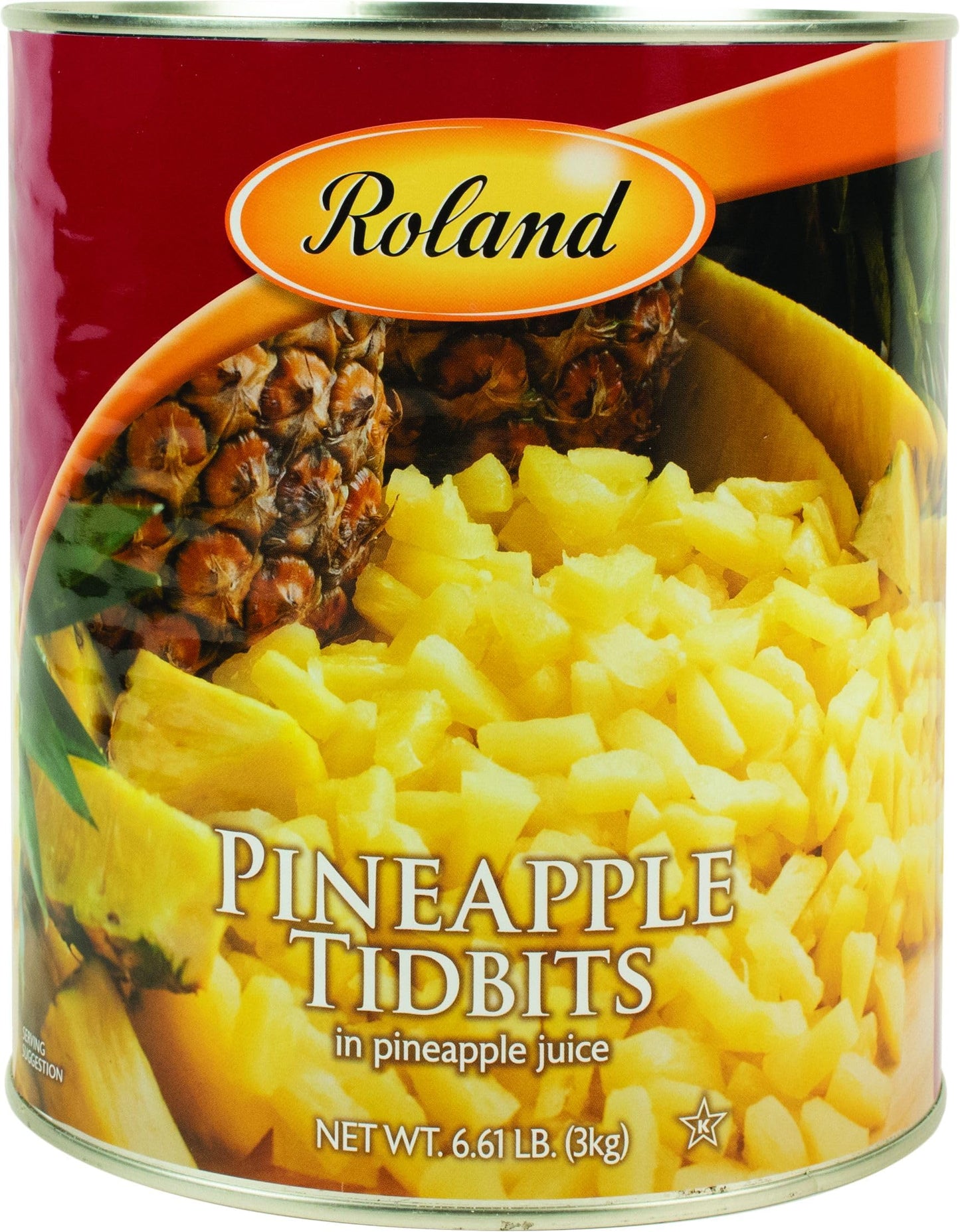Roland Foods Pineapple Tidbits, 6.61 Pound Can, Pack of 1
