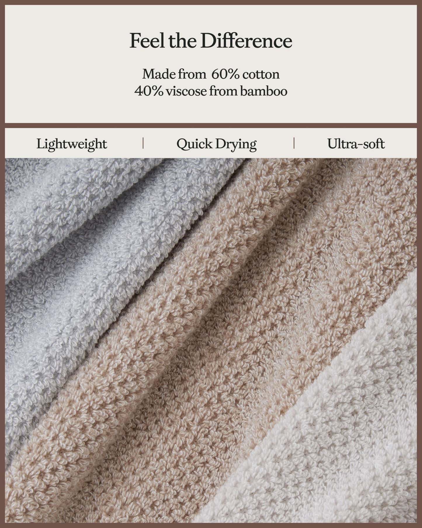 Cozy Earth Nantucket 60% Cotton 40% Viscose from Bamboo Washcloth - 600 GSM Plush & Fast-Drying with Rice Weave Pattern - 4 Pack 13" x 13" Luxury Washcloth - Sand