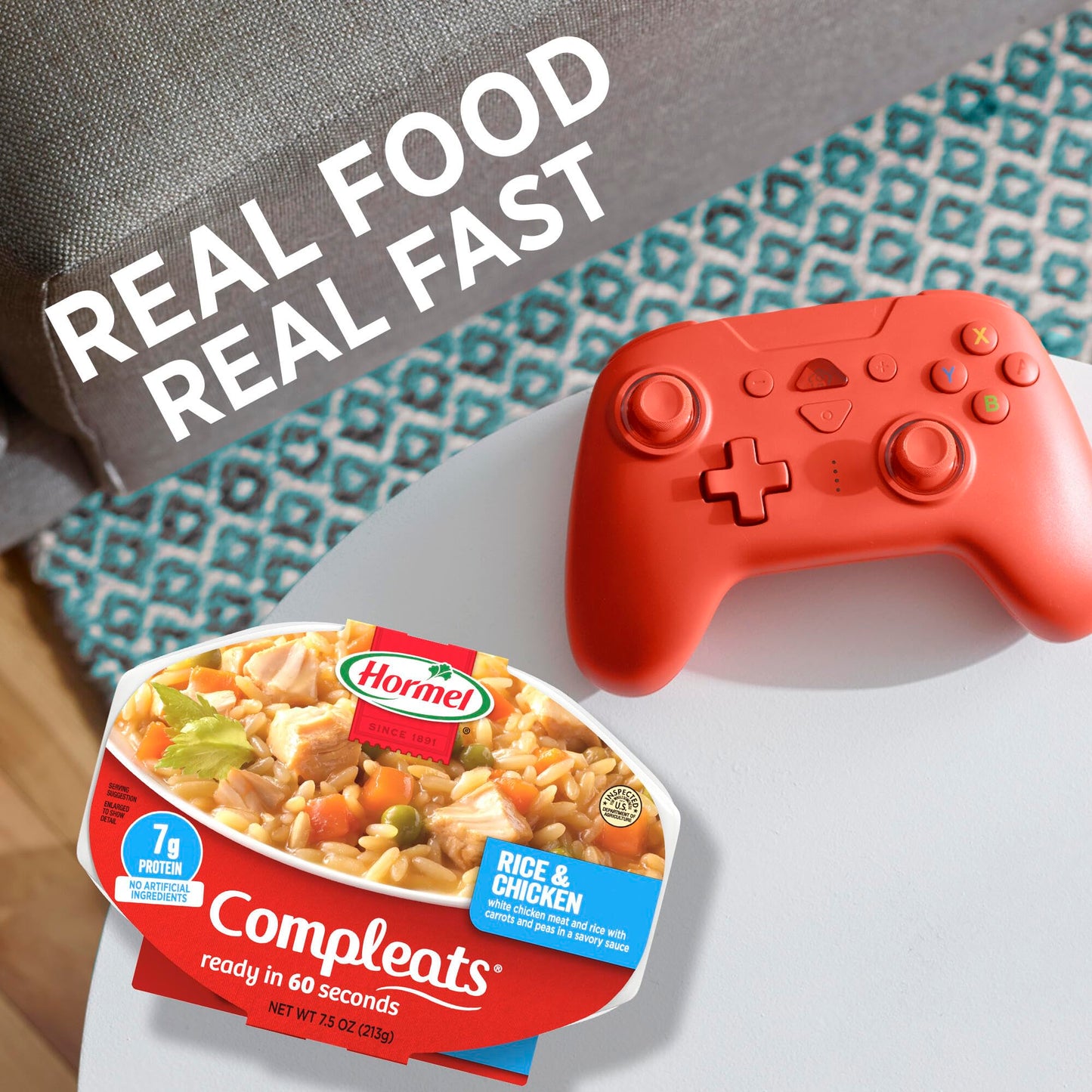 HORMEL COMPLEATS Rice & Chicken Microwave Tray, 7.5 Ounces (Pack of 7)