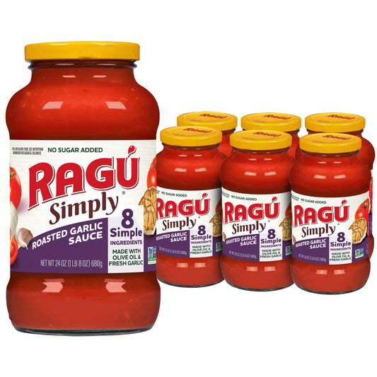 RAGÚ Simply Roasted Garlic Pasta Sauce, 24 oz (Pack of 6)