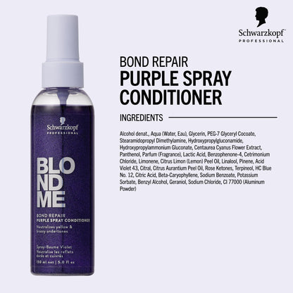 BlondMe Bond Repair Purple Spray Conditioner for Blonde Hair | Neutralize Yellow & Brassy Tones | Strengthen, Repair, & Prevent Breakage | For Moisturized, Healthy-Looking Cool-Toned Blondes