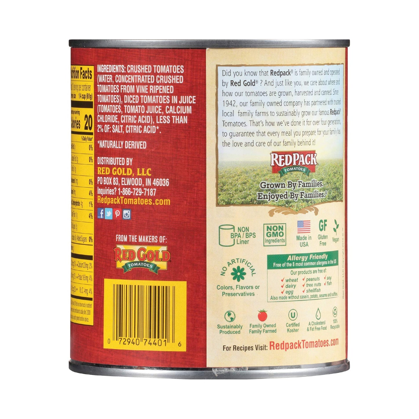 Redpack Crushed Tomatoes in Puree, Kosher and Gluten Free, 1.76 Ounce Cans, 2-Pack