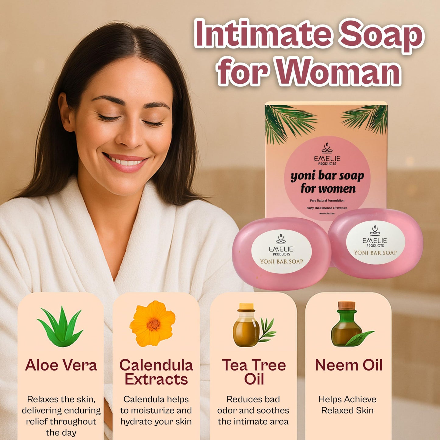 Natural Feminine Soap Bar pH Balanced – 2 Pack x 100g – Cold Process Intimate Wash with Botanical Extracts – Gentle Daily Feminine Hygiene Bar, for Daily Comfort & Fresh Feel