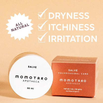 MOMOTARO APOTHECA Vaginal Moisturizer, Organic Vulva Balm - Intimate Soothing Salve, Vulvovaginal Dryness, Odor, Itching, Burning, Redness, BV, Menopause Irritability - Hormone Free pH Balance - 30ml
