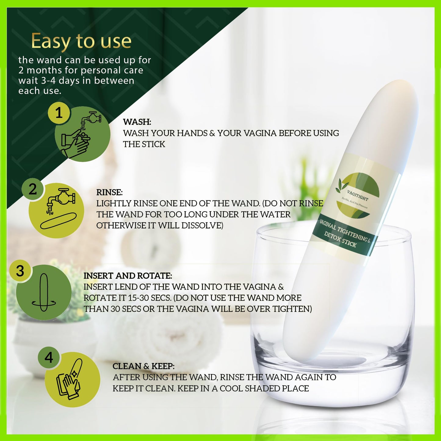 Vaginal Tightening & Rejuvenation – Doctor Approved for Natural Balance – Feminine Hygiene Wand for Odor, pH Support & Confidence – 100% Organic Herbal Formula