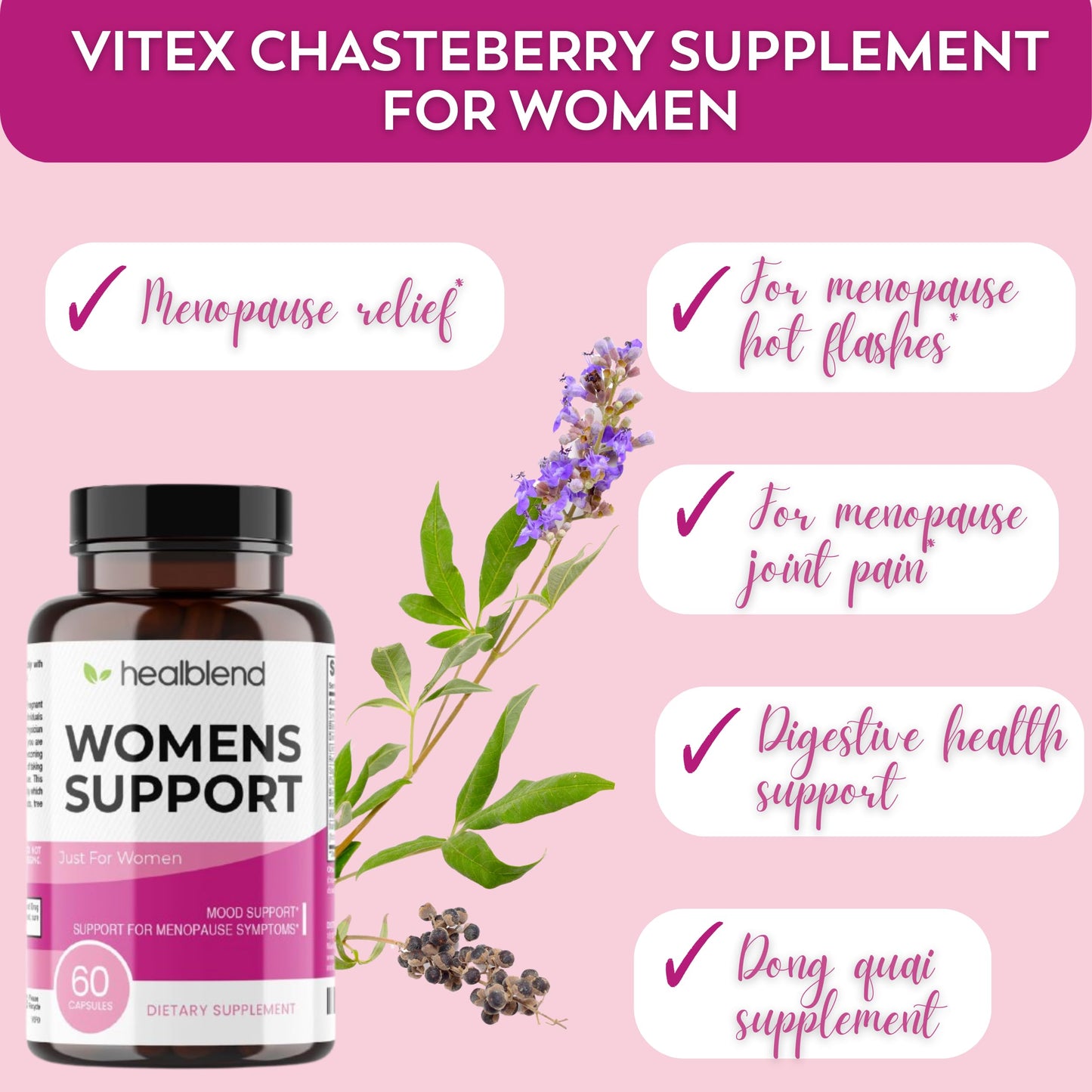 Women’s Support Complex Advanced Formula - Female Support Supplement for Hot Flashes, Night Sweats, Symptoms of Perimenopause and Menopause - Hormone Regulation Naturally - 60 Capsules