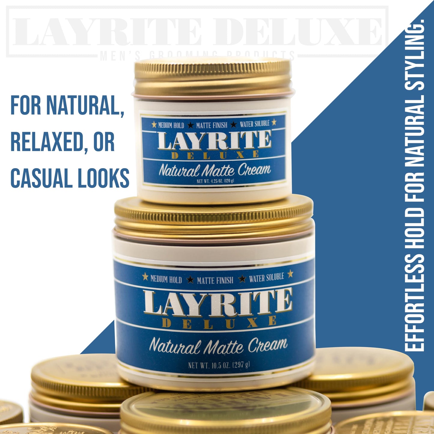 Layrite Deluxe Natural Matte Cream 4.25 oz and Natural Matte Cream 1.5 2 pack
