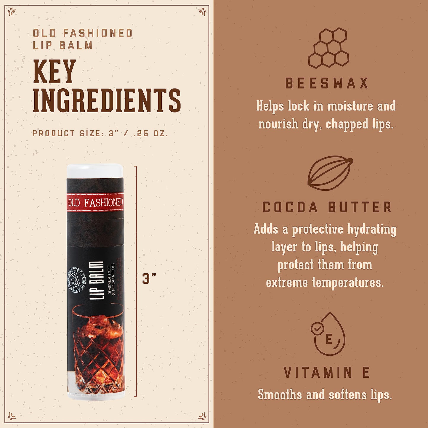 18.21 Man Made Lip Balm - Lip Protectant Hydrates & Moisturizes with Beeswax, Cocoa Butter & Vitamin E - For Chapped and Dry Lips