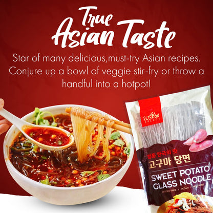 Fusion Select 2 Packs Sweet Potato Glass Noodles - Zero-Fat, Low-Calorie, No-Sodium Diet-Friendly, Gluten-Free, Vegan, Stir-Fry, Dumplings, Hot Pot - For Chinese, Korean Recipes - 7.05oz