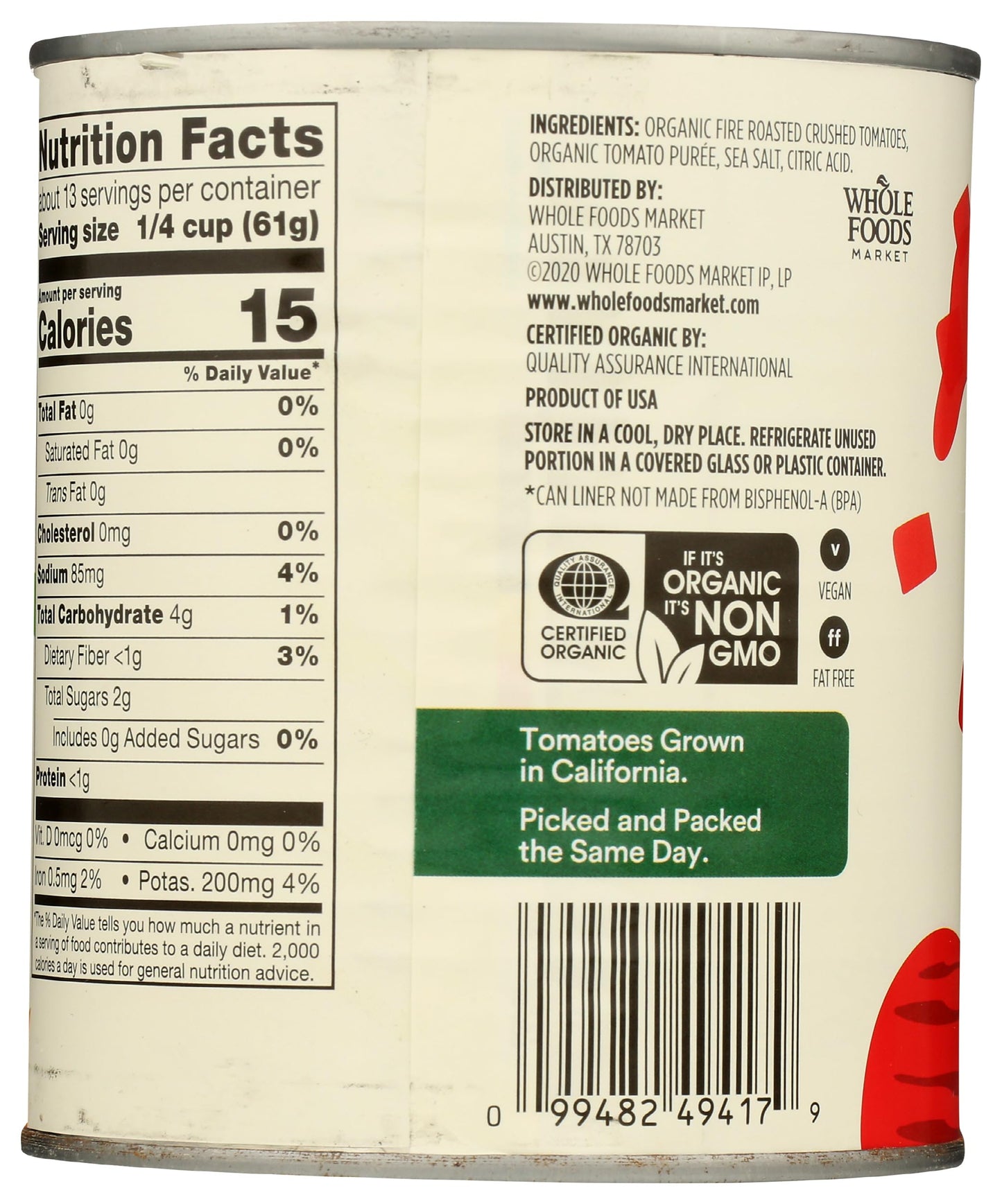 365 by Whole Foods Market, Organic Crushed Tomatoes, Fire Roasted, 28 Ounce