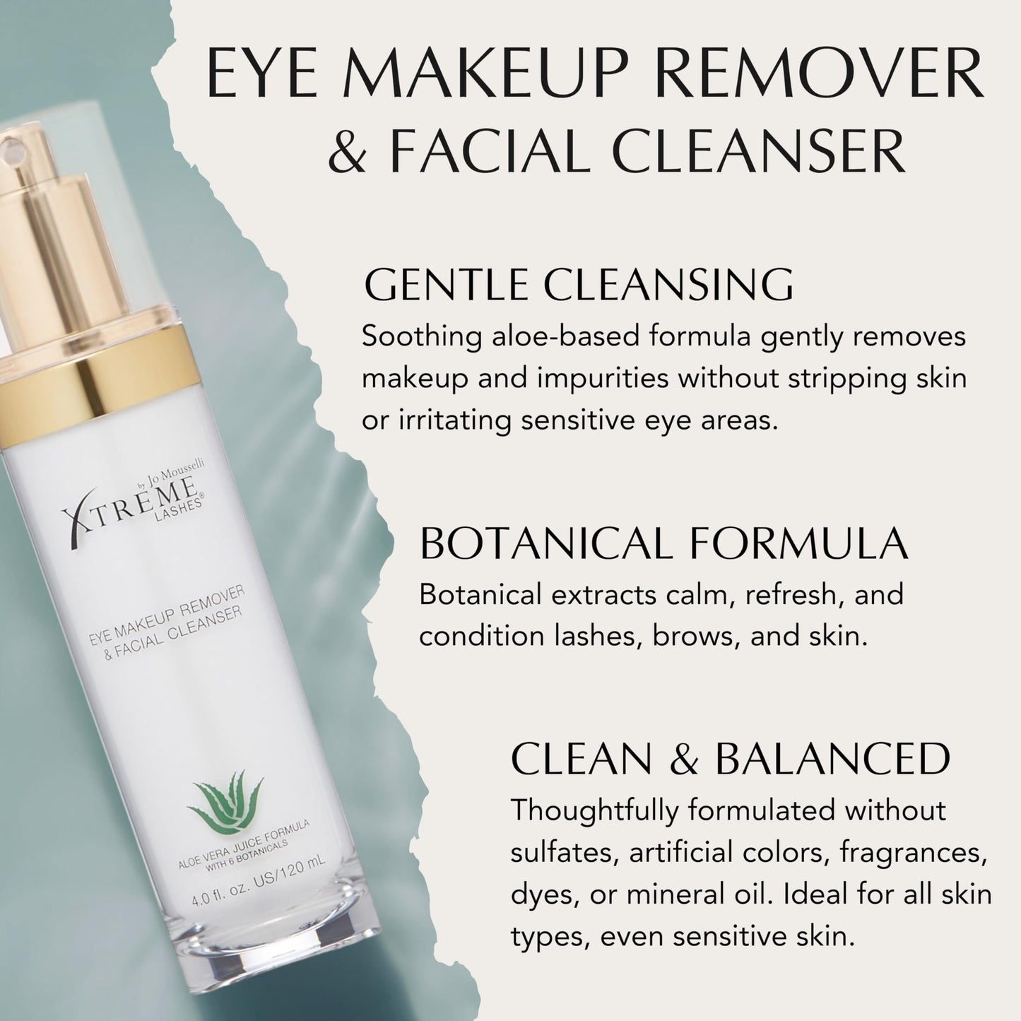 Xtreme Lashes Extend Your Beauty Rituals Eye & Face Cleansing Kit, Eye Makeup Remover & Facial Cleanser Liquid Pump 4 Fl Oz, 25 Lint Free & Long Applicators, 40 Cosmetic Sponges, Lash Extension Safe
