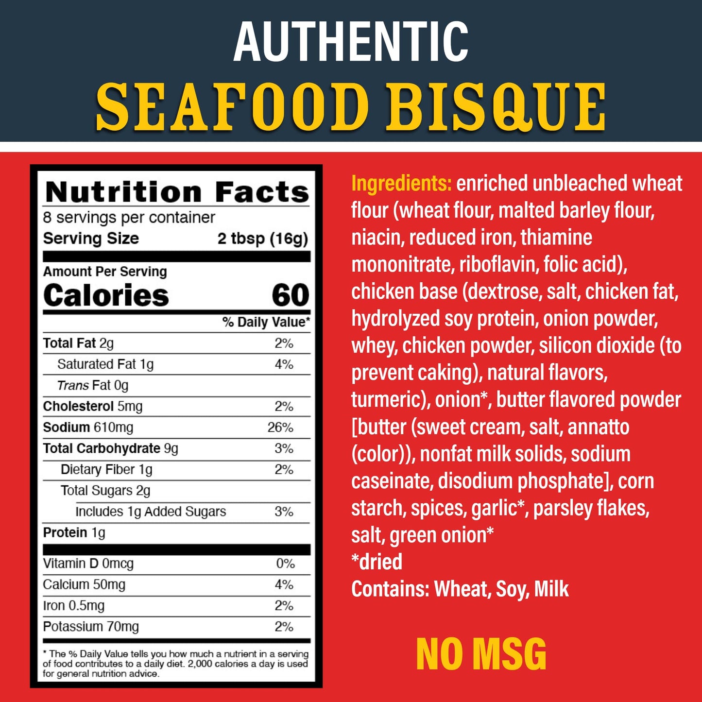 Ragin' Cajun Rich Seafood Bisque Mix - 5 oz Box, No MSG, Authentic Louisiana Creole Shrimp Soup, Perfect for Quick Family Meals, Gourmet Crab Crawfish Stew, Easy Cajun Recipe with Premium Creole Flavor