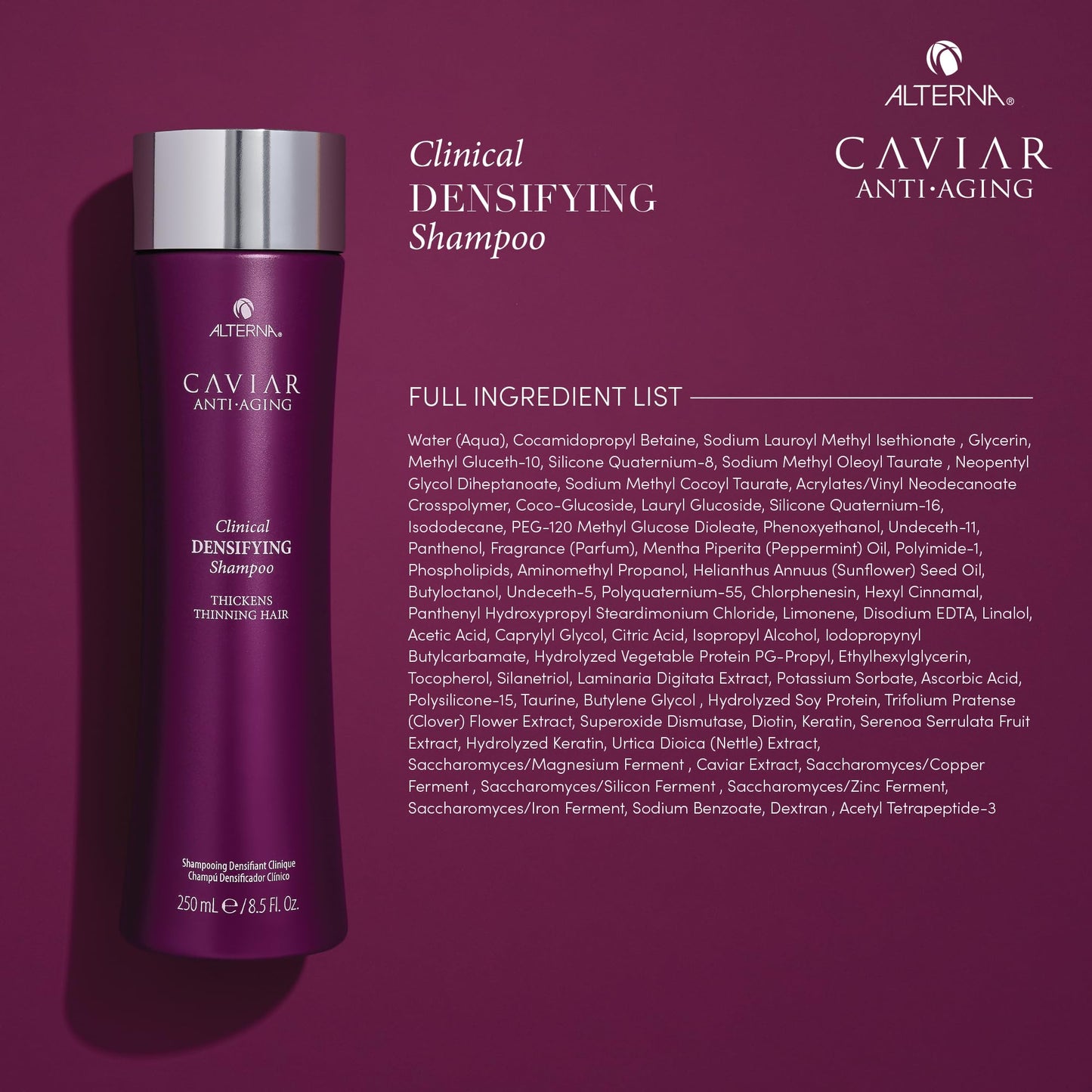 CAVIAR Anti-Aging Clinical Densifying Shampoo | For Fine, Thinning Hair | Thickens Hair, Protects Scalp | Sulfate Free