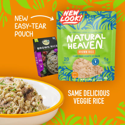 Natural Heaven Brown Rice, Hearts of Palm – Naturally Rich inPotassium, Low-Calorie Veggie Rice, Keto & Gluten-Free Food, Vegan, 9Oz Ea