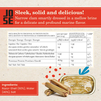 Jose Gourmet Razor Shells in Brine 6/8, 110g
