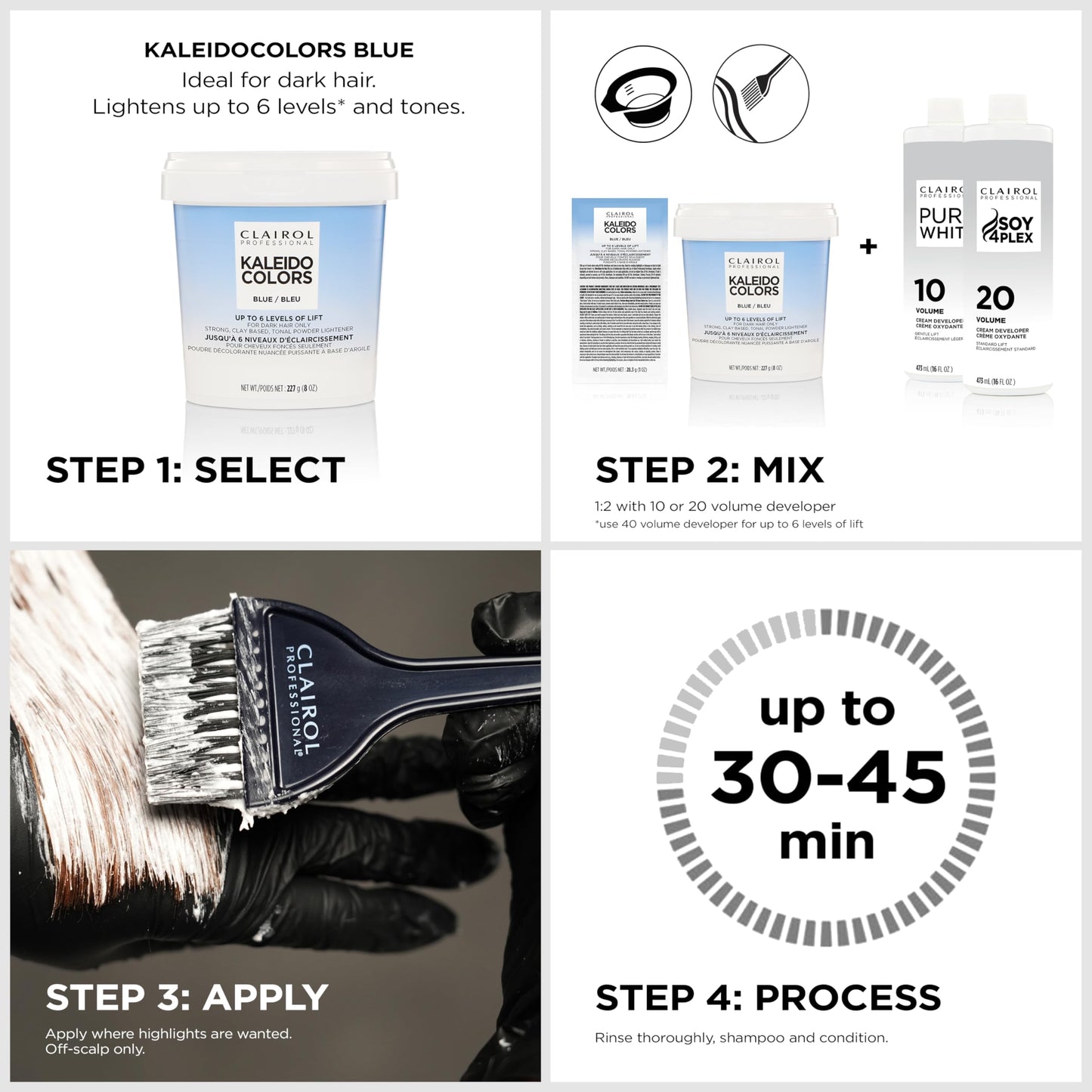 Clairol Professional Kaleidocolors Powder Lightener for Hair Highlights, Lightening, and Toning