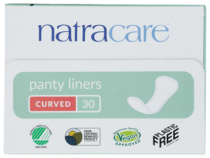 Natracare Natural Organic Curved Panty Liners, with Certified Organic Cotton, Ecologically Certified Cellulose Pulp and Plant Starch (1 Pack, 30 Liners Total)