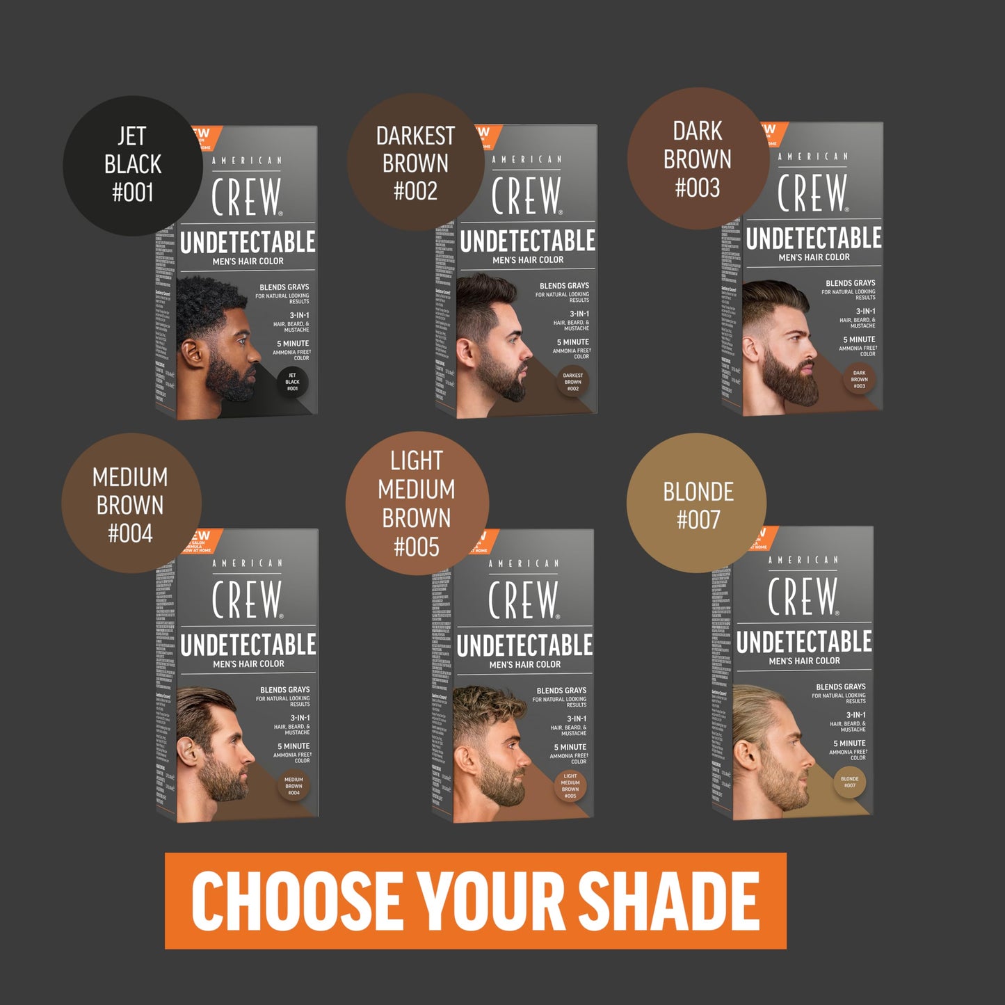 American Crew Undetectable Men's Hair Color |Medium Brown Demi-Permanent Hair Dye | Natural-Looking Gray Coverage for Men, 004 Medium Brown, 1 pack