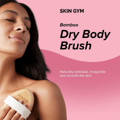 Skin Gym Bamboo Dry Body Brush, Natural Bristle Exfoliating Tool for Smooth, Radiant Skin