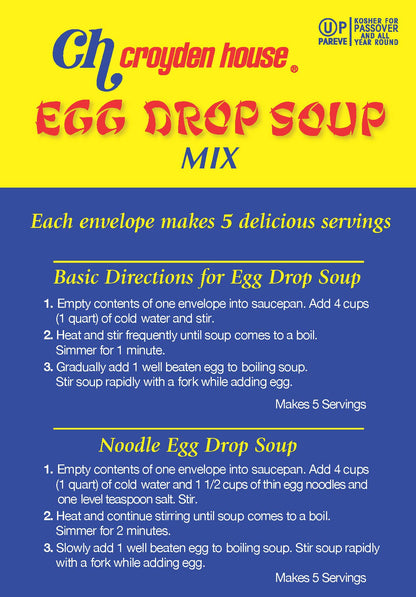 Croyden House Egg Drop Soup Mix 3.5oz (3 Pack, Total of 6 Envelopes) Quick and Easy Prep, Chinese Style, Kosher
