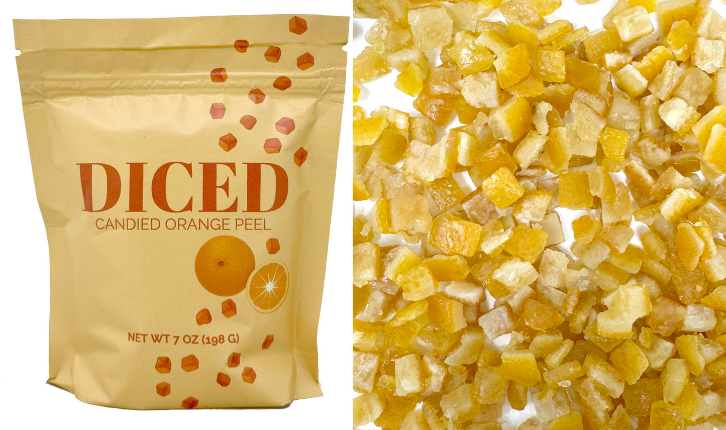 Candied Orange Peel, Diced Candied Orange Peel for Baking, Cocktails Garnish, Candied Peel 7 Ounce
