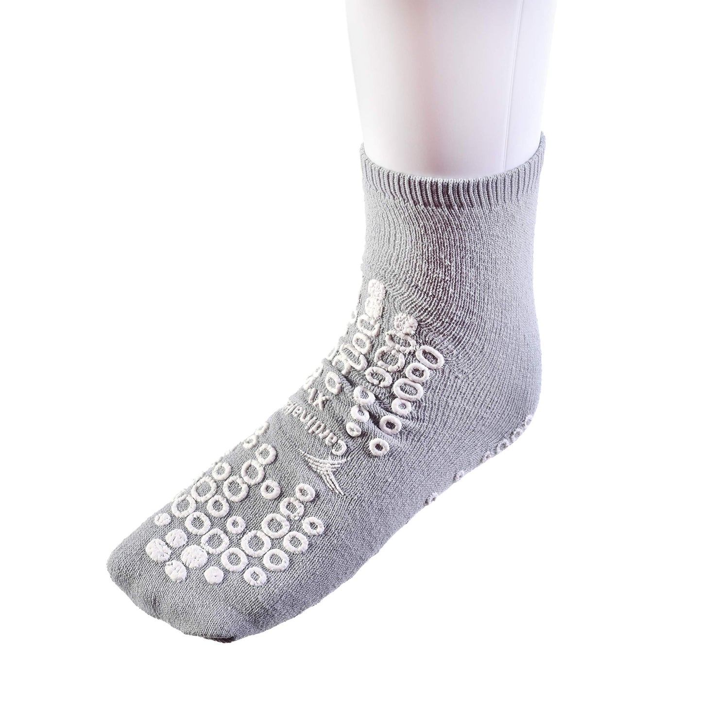 Cardinal Health™ Terry in Double Tread Patient Safety Slippers, Gray, X-Large, Case of 48 Pairs