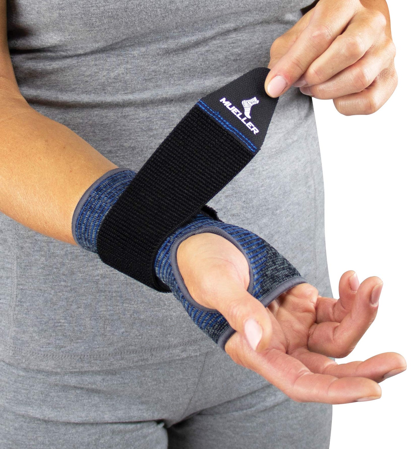 MUELLER Sports Medicine Reversible 3-in-1 Wrist Brace, Wrist Pain Relief Support for Men and Women, Ideal for Carpal Tunnel, Tendinitis, Arthritis, Black/Blue, One Size
