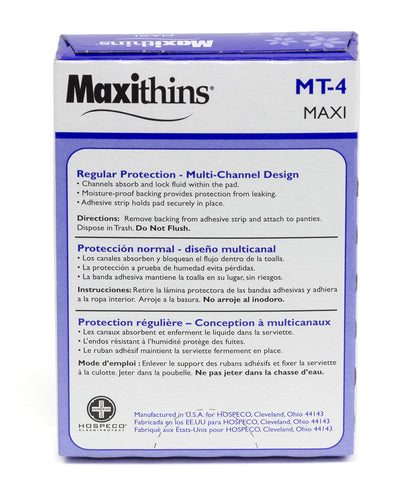 HOSPECO MT4 Maxithins Vended Sanitary Napkins #4 (Case of 250) and Tampax Pearl Tampons (100 Count)